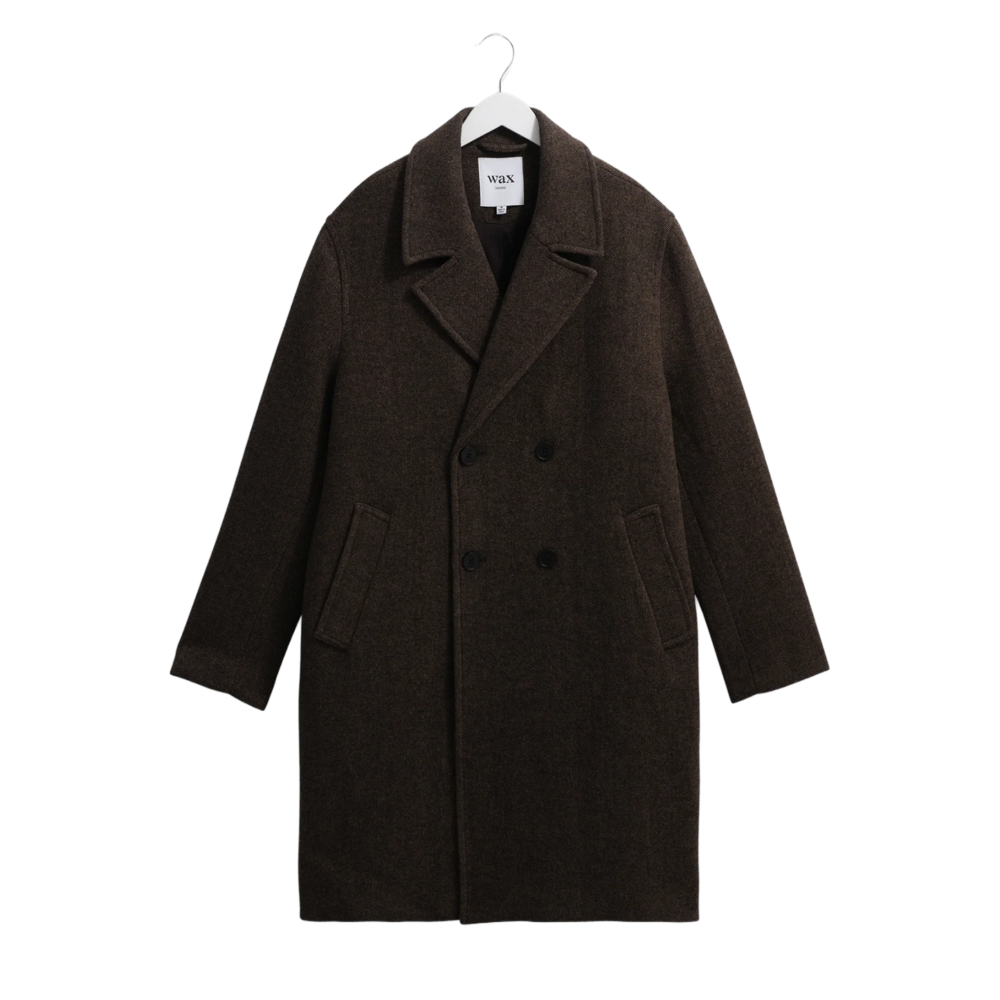 Magnus Double Breasted Overcoat Wool Herringbone