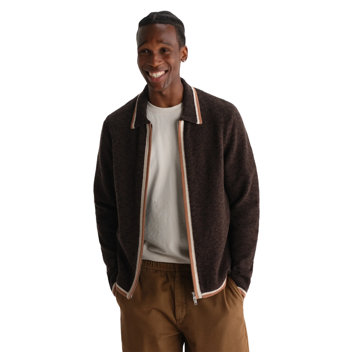 Lennox L/S Zip Polo Wool Cotton Fleck
