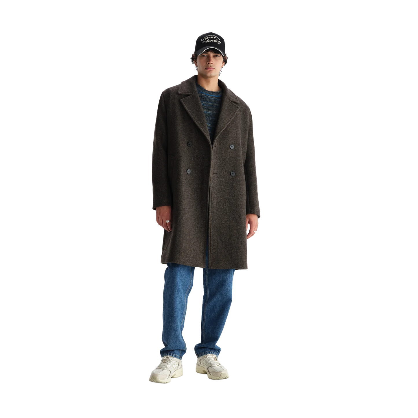 Magnus Double Breasted Overcoat Wool Herringbone