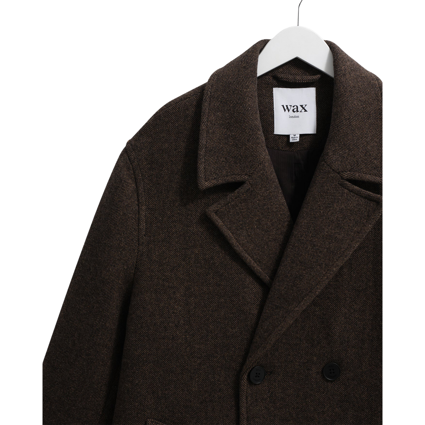 Magnus Double Breasted Overcoat Wool Herringbone