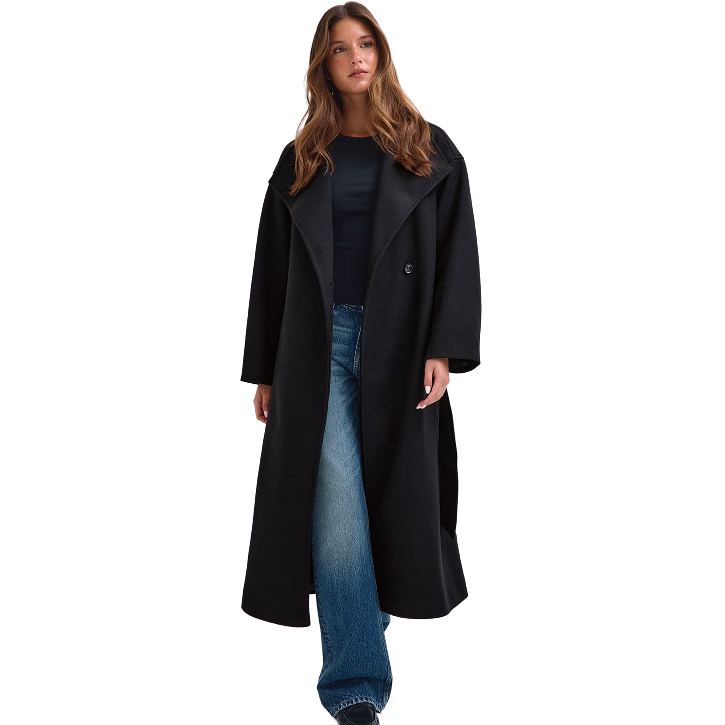 High Neck Wool Blend Coat
