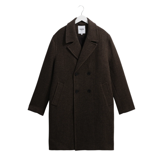 Magnus Double Breasted Overcoat Wool Herringbone