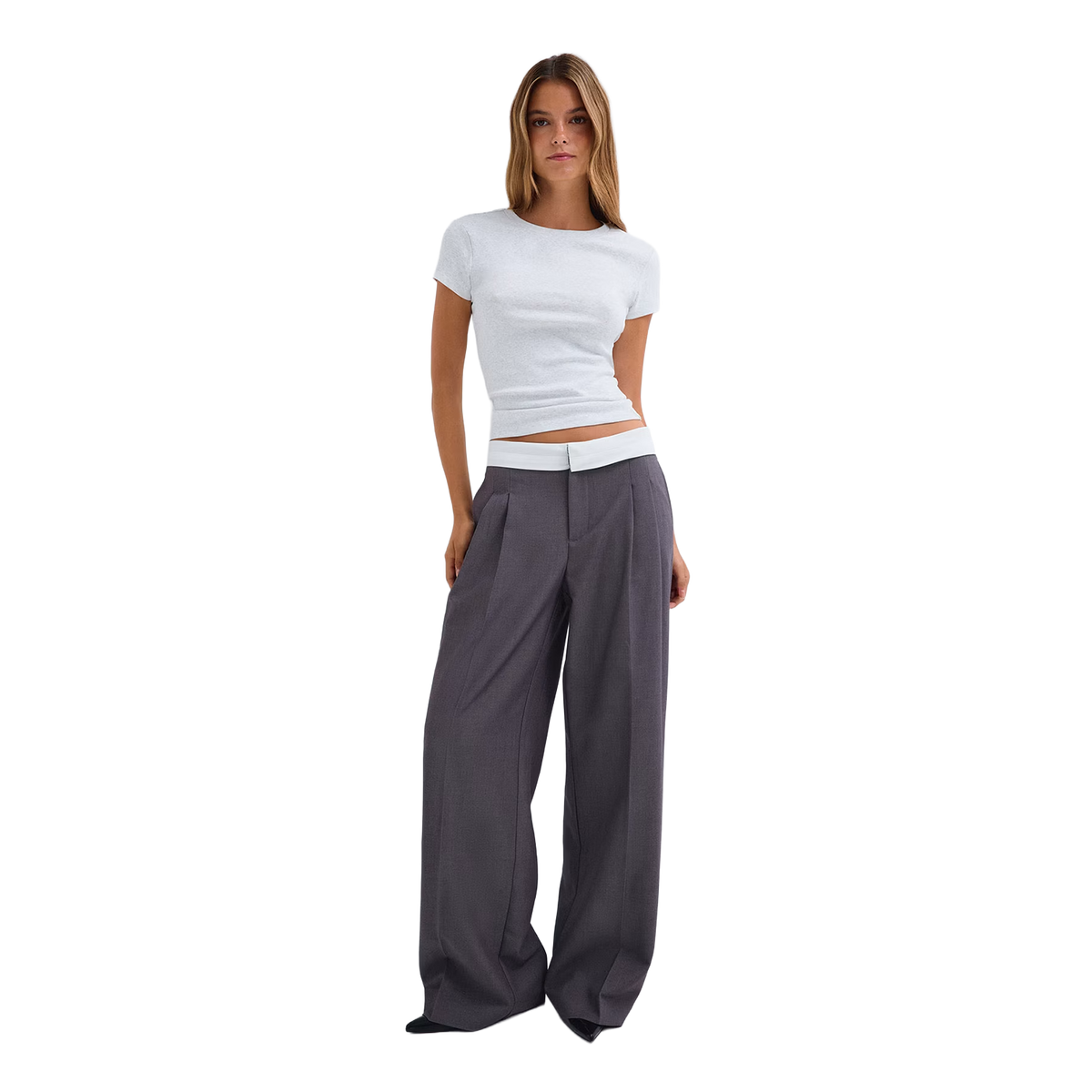 Mid wide pleated trousers