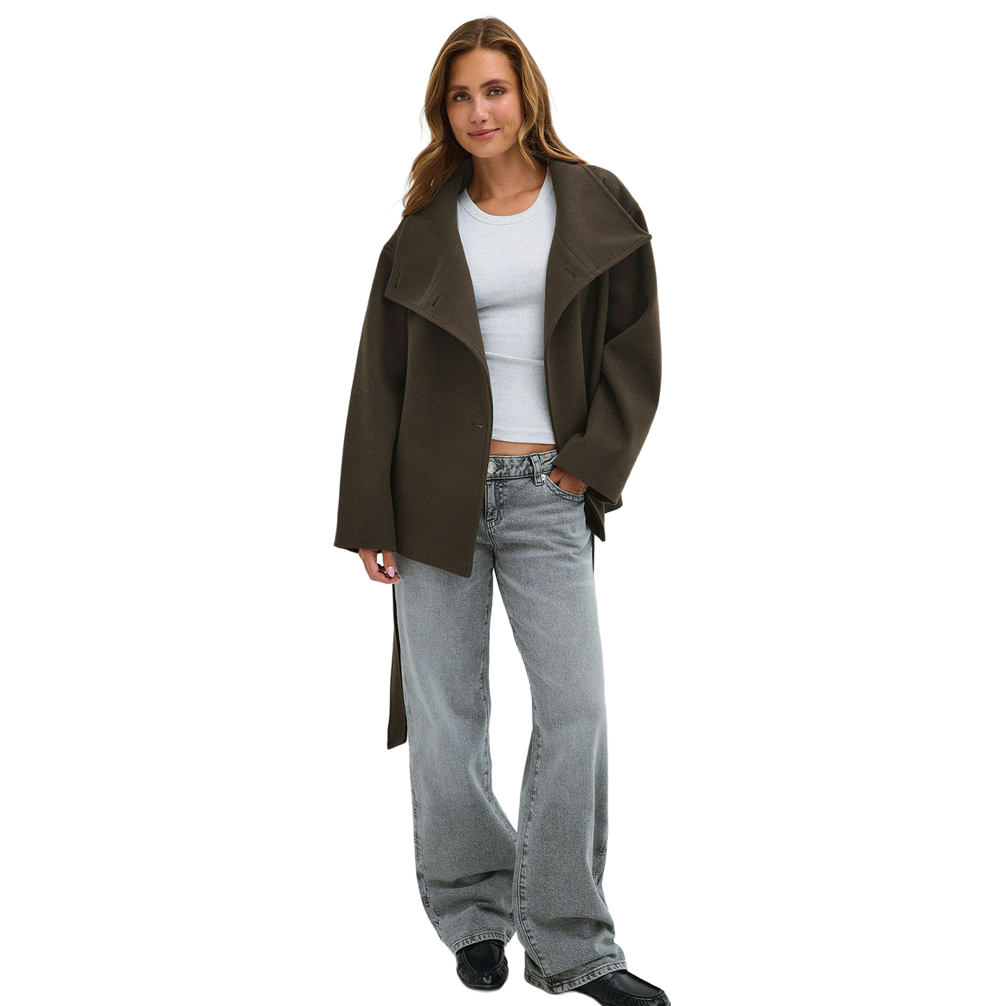 High Neck Wool Blend Jacket
