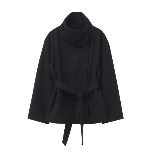 High Neck Wool Blend Jacket