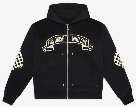 Checkered Spades Zip Hoodie X FTWS - decent.store
