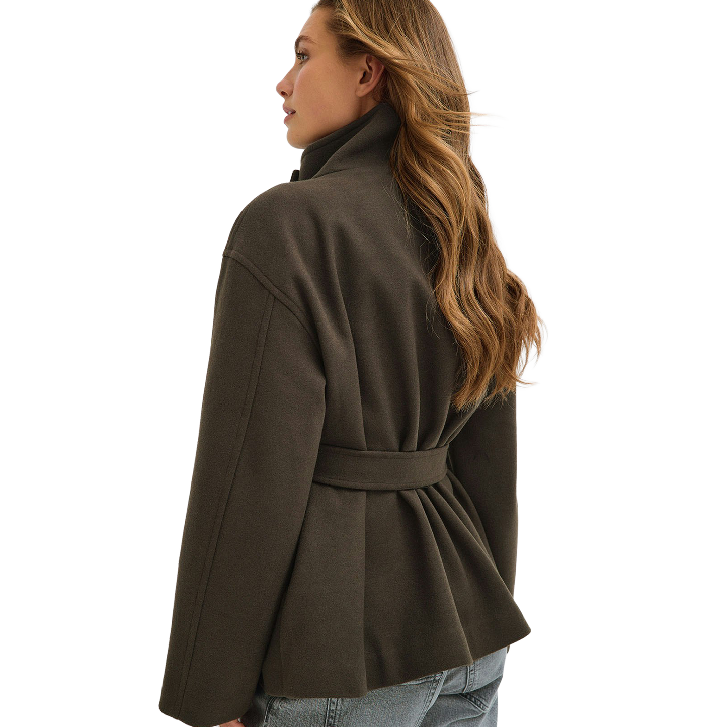 High Neck Wool Blend Jacket