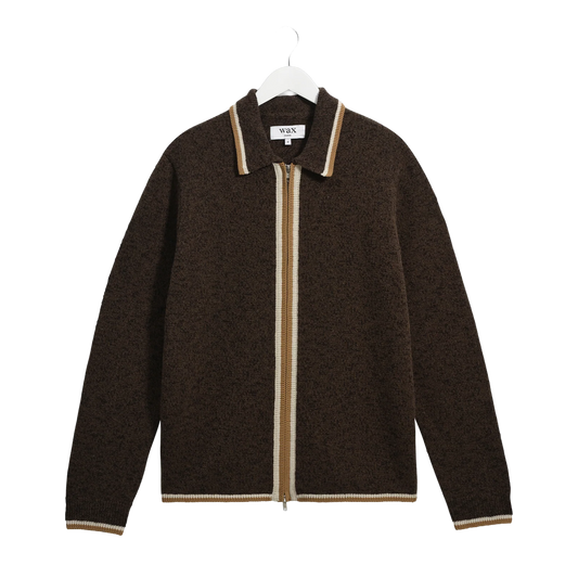 Lennox L/S Zip Polo Wool Cotton Fleck