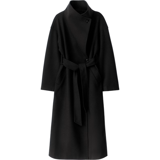 High Neck Wool Blend Coat