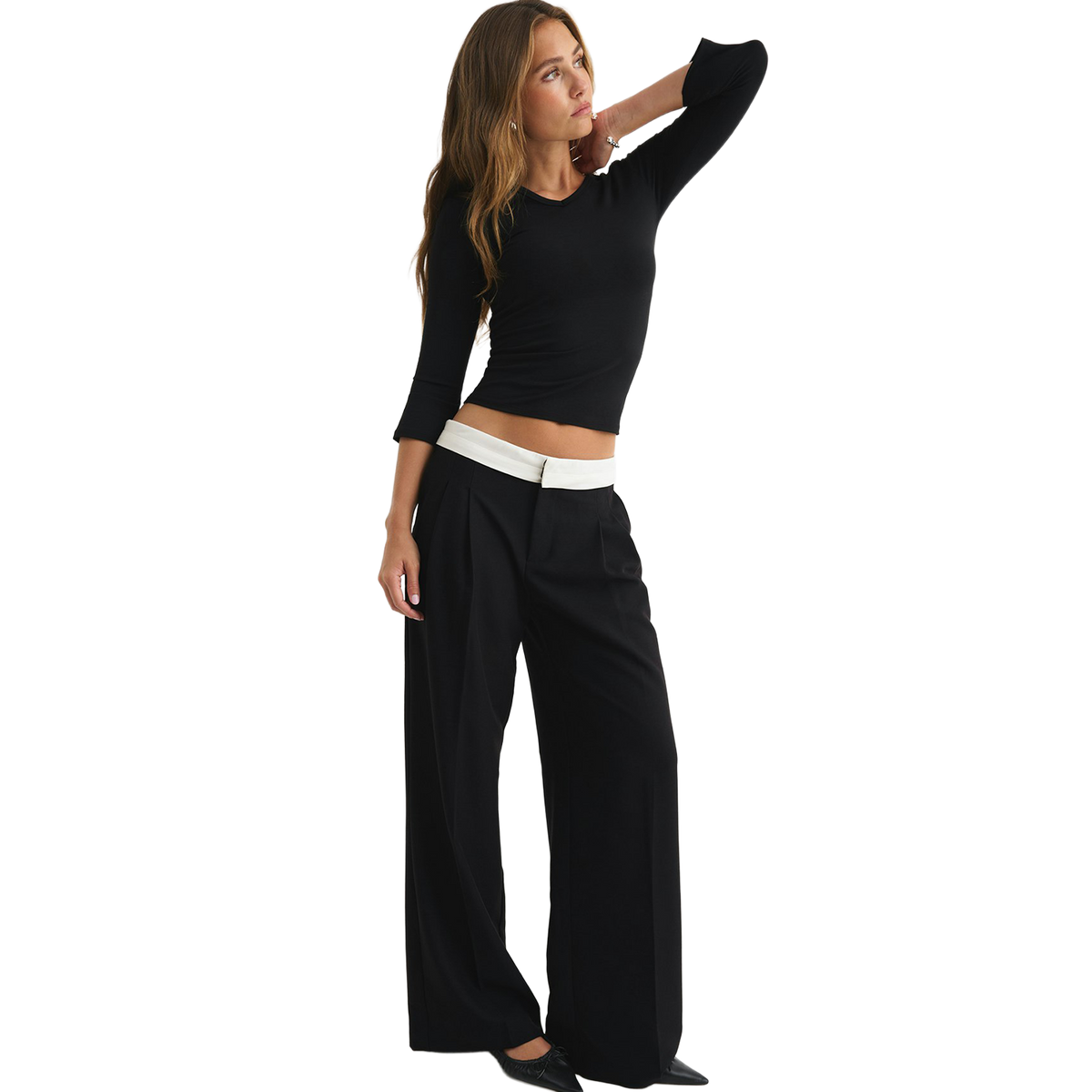 Mid wide pleated trousers