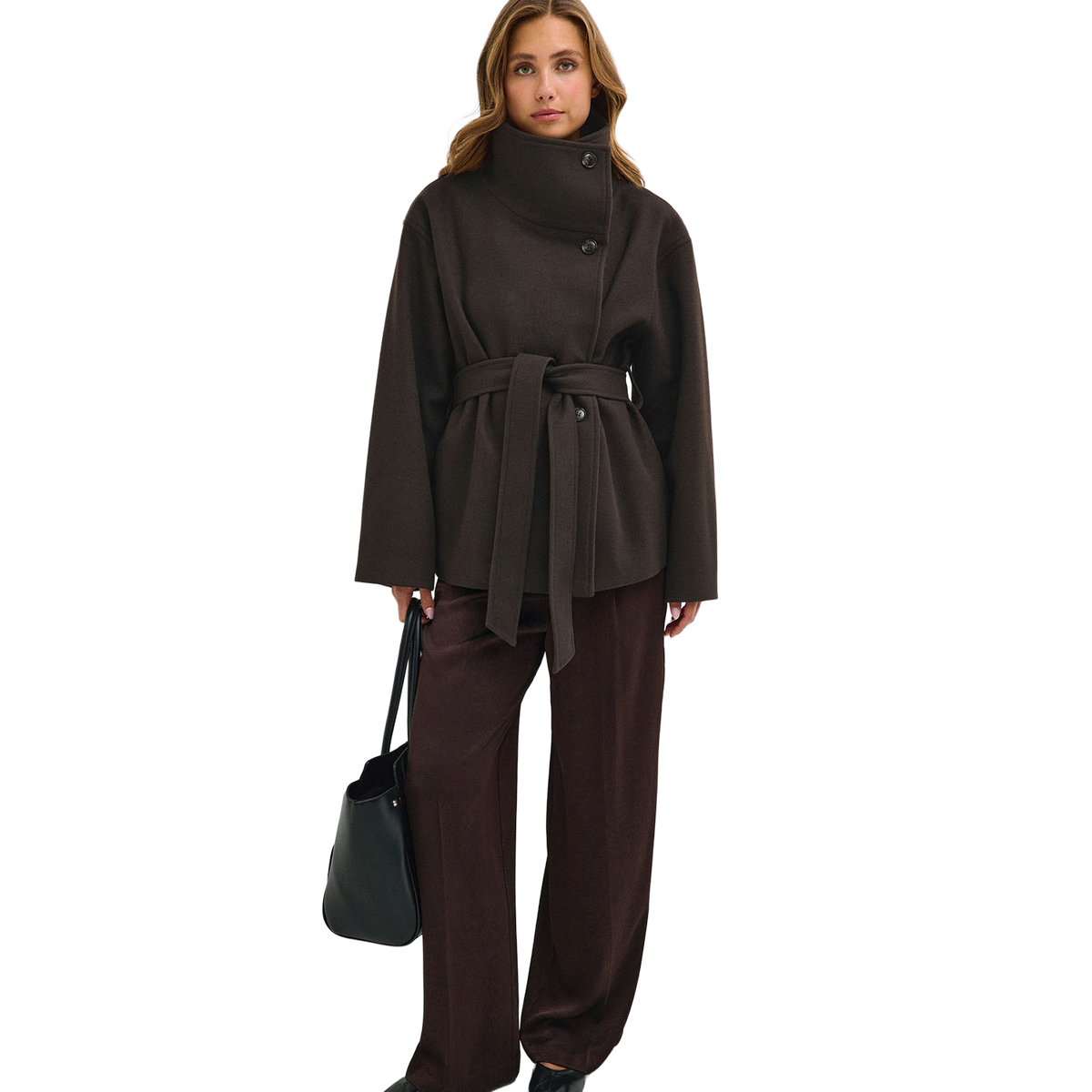 High Neck Wool Blend Jacket