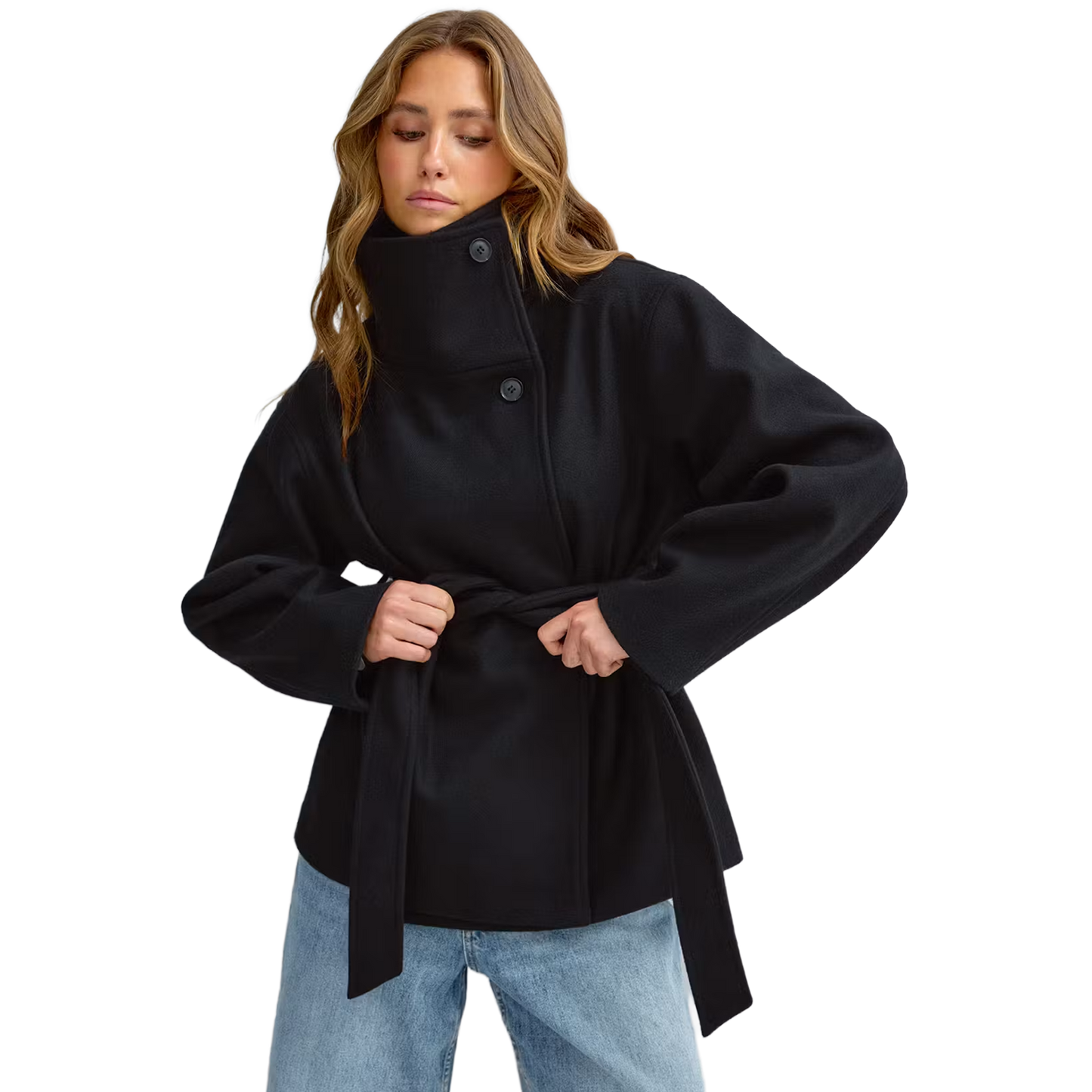 High Neck Wool Blend Jacket