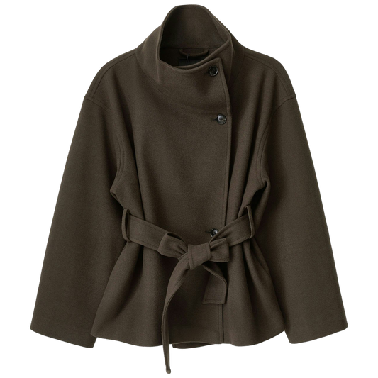 High Neck Wool Blend Jacket