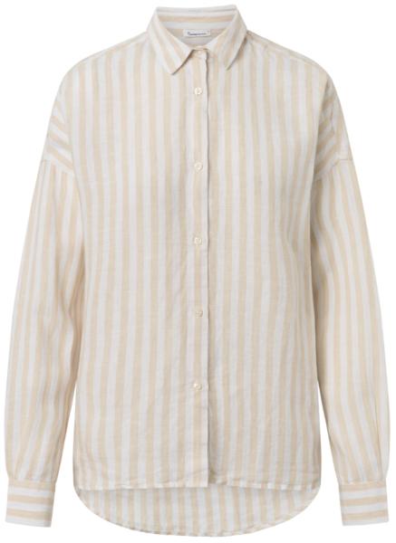 Linen Striped Loose A-Shape Shirt W